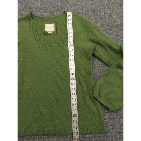 Old Navy Cashmere Sweater Womens Large Green Balloon Sleeve Scoop Neck Soft - Picture 5 of 9